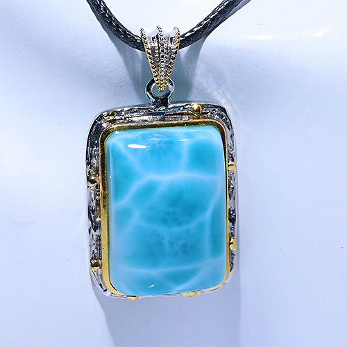 〔J355〕ドミニカ産 ラリマー silver925 ペンダントトップ larimar ブルーペクトライト SV925