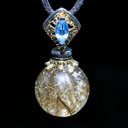 〔J359-1〕大玉 シルバールチルクォーツ ペンダント SV925 ロンドントパーズRutilated Quartz