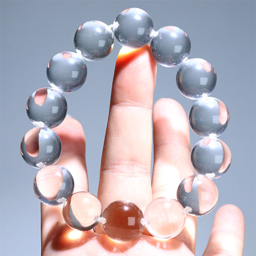 〔K1907-15m〕約15mm内径17.5cm 泡泡水晶 天然水晶 Quartz ブレスレット