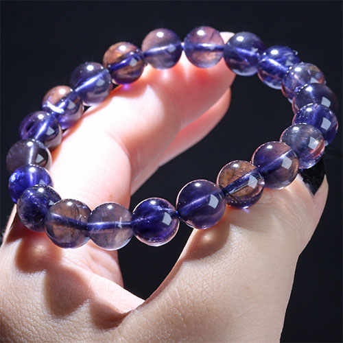 〔K1948-11〕【トップグレード】約9mm 多色性 アイオライト Iolite 菫青石  ブレスレット