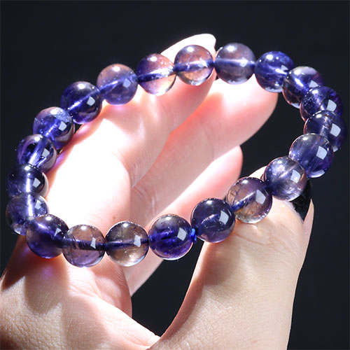 〔K1948-12〕【トップグレード】約9mm 多色性 アイオライト Iolite 菫青石  ブレスレット