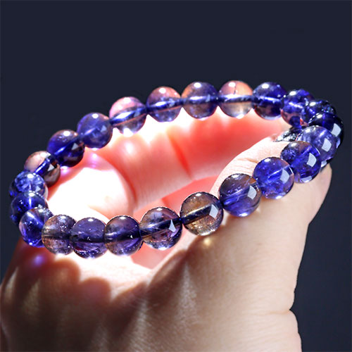 〔K1948-15〕【トップグレード】約8mm 多色性 アイオライト Iolite 菫青石  ブレスレット