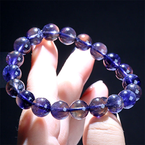 〔K1948-5〕【トップグレード】約9mm 多色性 アイオライト Iolite 菫青石  ブレスレット
