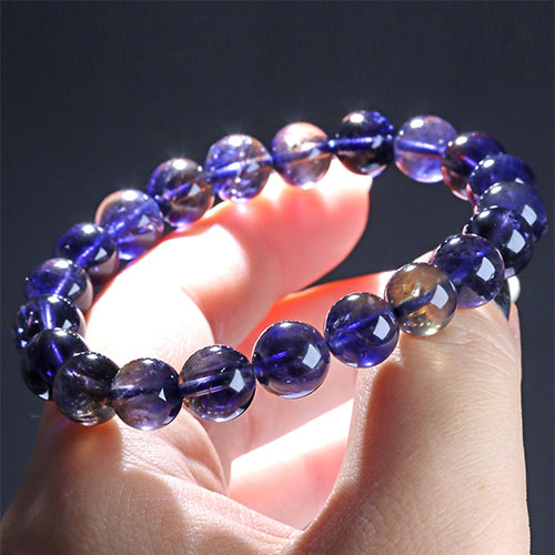 〔K1948-8〕【トップグレード】約9mm 多色性 アイオライト Iolite 菫青石  ブレスレット
