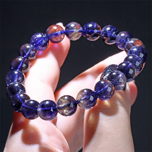 〔K1948-9〕【トップグレード】約9mm 多色性 アイオライト Iolite 菫青石  ブレスレット