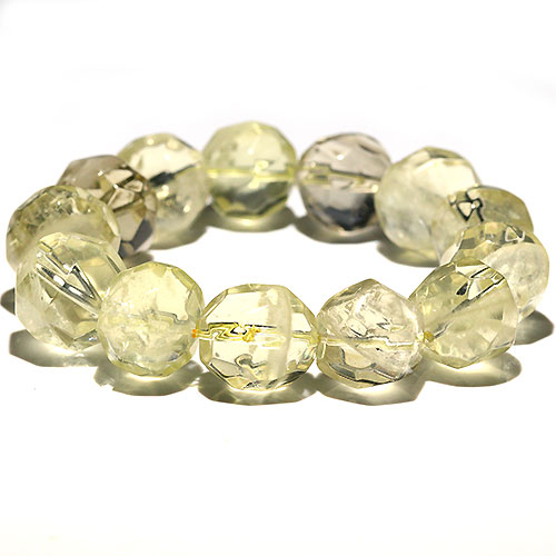 〔K1950-2〕約16mm 高品質 パイナップルカットレモンクォーツ ブレスレット ポコポコレモンクォーツ