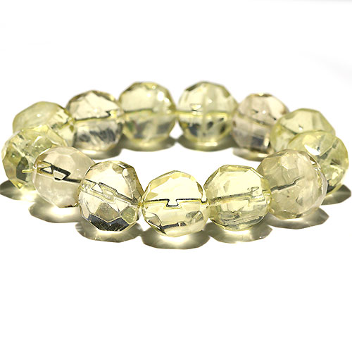 〔K1950-3〕約16mm 高品質 パイナップルカットレモンクォーツ ブレスレット ポコポコレモンクォーツ