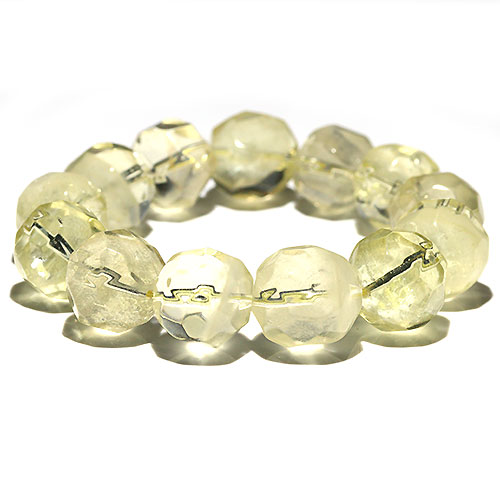 〔K1950-9〕約16mm 高品質 パイナップルカットレモンクォーツ ブレスレット ポコポコレモンクォーツ