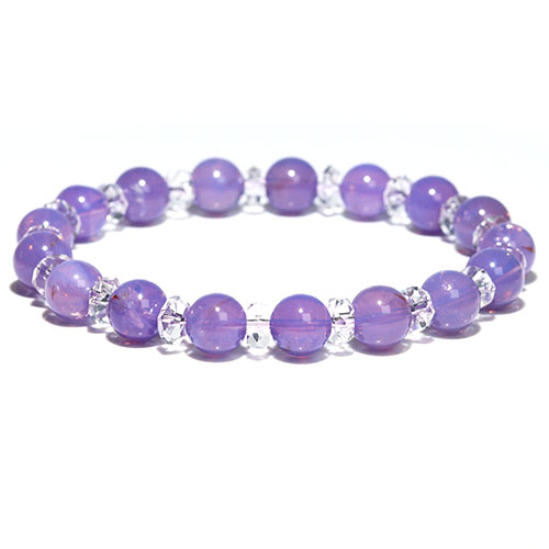 〔K1955-3〕高品質 濃い 約8mm スコロライト 水晶 ラベンダークォーツ ブレスレット Scorolite