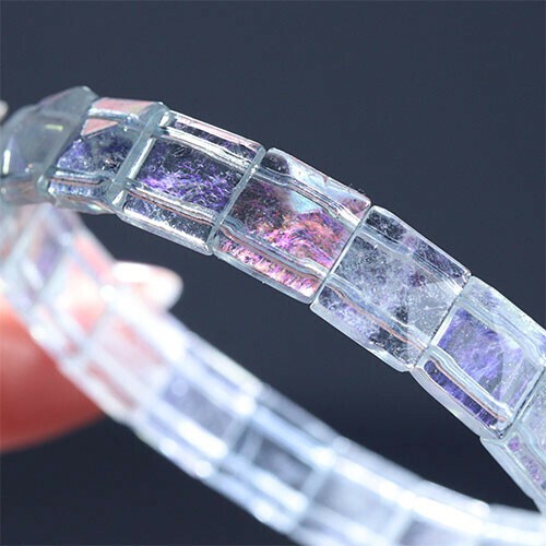 〔K1957-8m〕幅約8mm アクアマリン ピラミッドカット パープルシラー ピンクシラー Aquamarine バングル ブレスレット