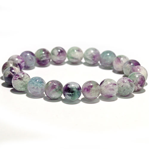 〔K1959-1〕約9mm エンジェルフェザーフローライト ブレスレット 蛍石 Angel Feather Fluorite