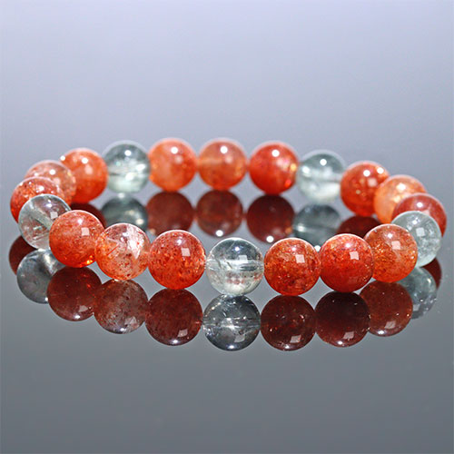 〔K1960-11〕約9mm アルーシャサンストーン ブレスレット SunStone（from Arusha）日長石