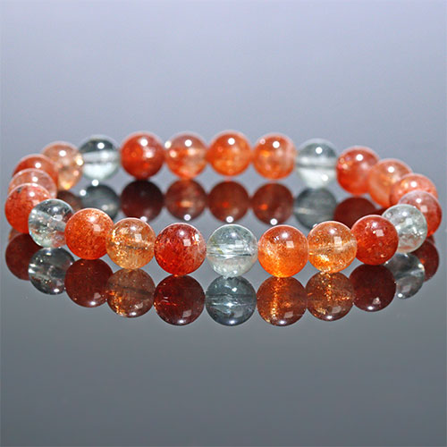 〔K1960-7〕約8mm アルーシャサンストーン ブレスレット SunStone（from Arusha）日長石