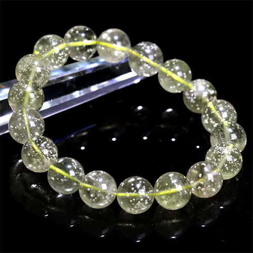 〔K1962-3〕高品質 約12mm リビアングラス 隕石 ブレスレット Libyan desert glass（クリストバライト）