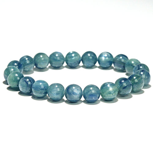 〔K1964-1〕約9mm グリーンブルーカイヤナイト 藍晶石 ブレスレット【FOREST 天然石 パワーストーン】