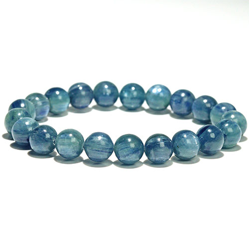 〔K1964-2〕約9mm グリーンブルーカイヤナイト 藍晶石 ブレスレット【FOREST 天然石 パワーストーン】