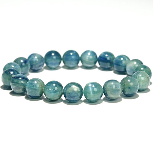 〔K1964-4〕約10mm グリーンブルーカイヤナイト 藍晶石 ブレスレット【FOREST 天然石 パワーストーン】