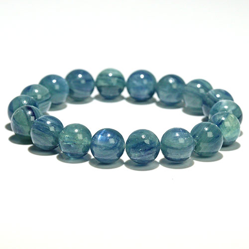 〔K1964-5〕約10mm グリーンブルーカイヤナイト 藍晶石 ブレスレット【FOREST 天然石 パワーストーン】