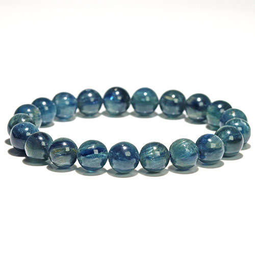 〔K1964-7〕約9mm グリーンブルーカイヤナイト 藍晶石 ブレスレット【FOREST 天然石 パワーストーン】
