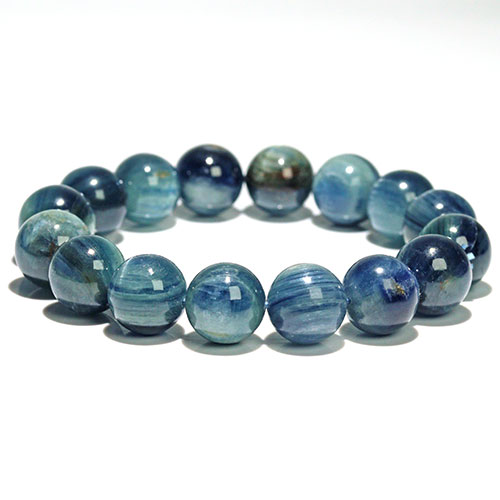〔K1964-9〕約13mm グリーンブルーカイヤナイト 藍晶石 ブレスレット【FOREST 天然石 パワーストーン】
