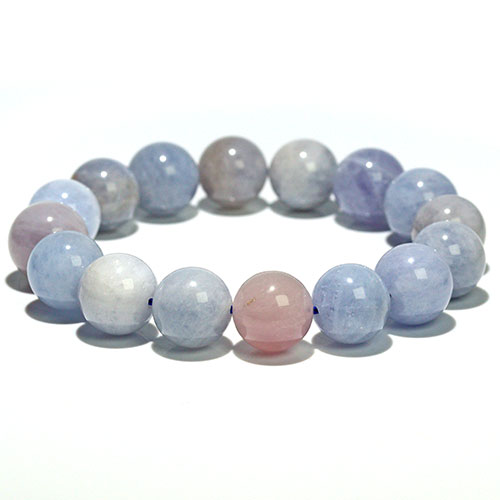 〔K1981-1〕約13mm マダガスカル産 ブルーローズクォーツ ブレスレット【FOREST 天然石 パワーストーン】