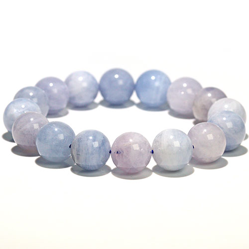 〔K1981-2〕約13mm マダガスカル産 ブルーローズクォーツ ブレスレット【FOREST 天然石 パワーストーン】