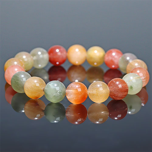 〔K1982-1〕高品質 約11mm ミックスサゲニティッククォーツ ブレスレット Sagenitic quartz