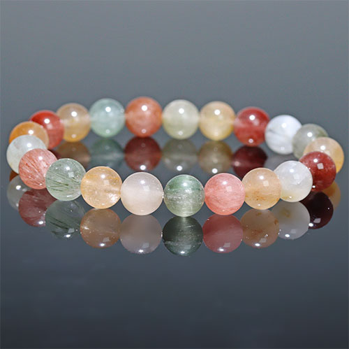 〔K1982-4〕高品質 約9mm ミックスサゲニティッククォーツ ブレスレット Sagenitic quartz