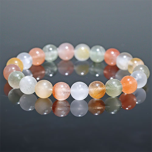 〔K1982-6〕高品質 約9mm ミックスサゲニティッククォーツ ブレスレット Sagenitic quartz