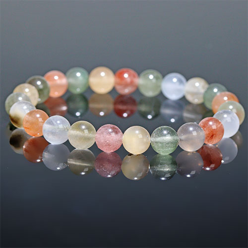 〔K1982-7〕高品質 約8mm ミックスサゲニティッククォーツ ブレスレット Sagenitic quartz