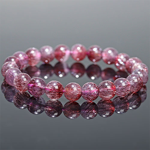 〔K1986-2〕極上 約8mm レッドスーパーセブン ブレスレット レッドゲーサイト Red Superseven