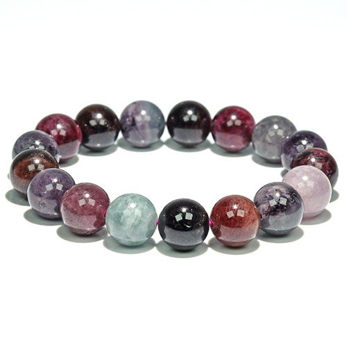 〔K1990-1〕大玉お買い得 約12mm マルチカラースピネル Spinel ブレスレット【FOREST 天然石 パワーストーン】