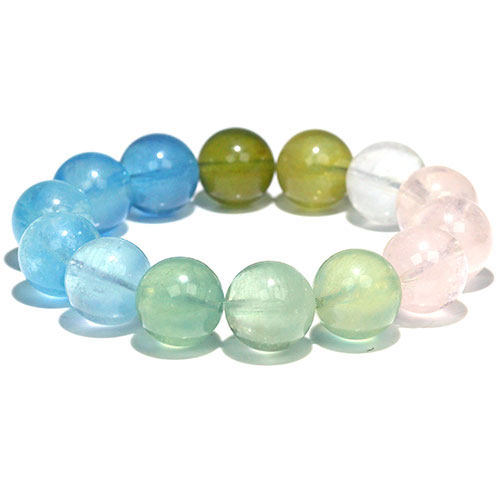 〔K1991-1〕高品質 透明 約15mm ミックスベリル ブレスレットBeryl 緑柱石【FOREST 天然石 パワーストーン】