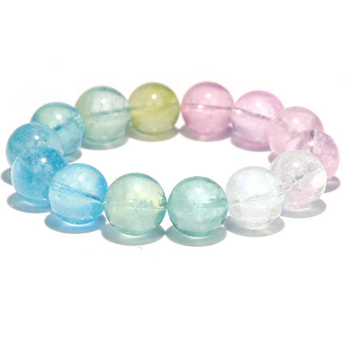 〔K1991-4〕高品質 透明 約14mm ミックスベリル ブレスレットBeryl 緑柱石【FOREST 天然石 パワーストーン】