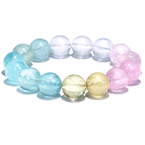 〔K1991-5〕高品質 透明 約13mm ミックスベリル ブレスレットBeryl 緑柱石【FOREST 天然石 パワーストーン】