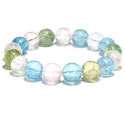 〔K1991-6〕高品質 透明 約12mm ミックスベリル ブレスレットBeryl 緑柱石【FOREST 天然石 パワーストーン】