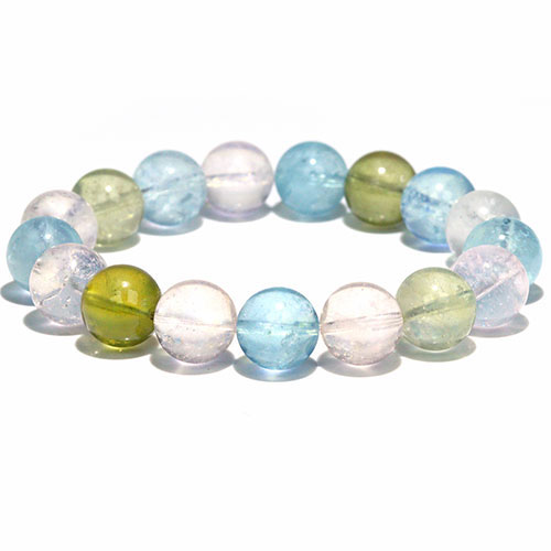 〔K1991-7〕高品質 透明 約12mm ミックスベリル ブレスレットBeryl 緑柱石【FOREST 天然石 パワーストーン】