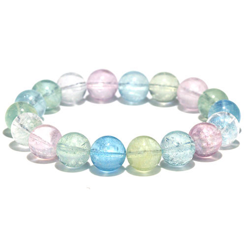 〔K1991-8〕高品質 透明 約11mm ミックスベリル ブレスレットBeryl 緑柱石【FOREST 天然石 パワーストーン】