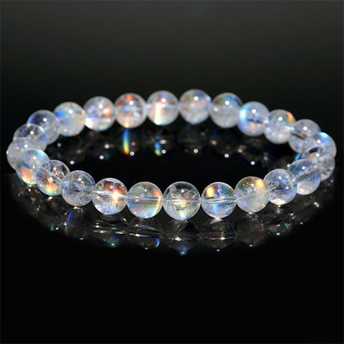 〔K1992-1〕高品質 約7.8mm マダガスカル産 レインボームーンストーン ブレスレット