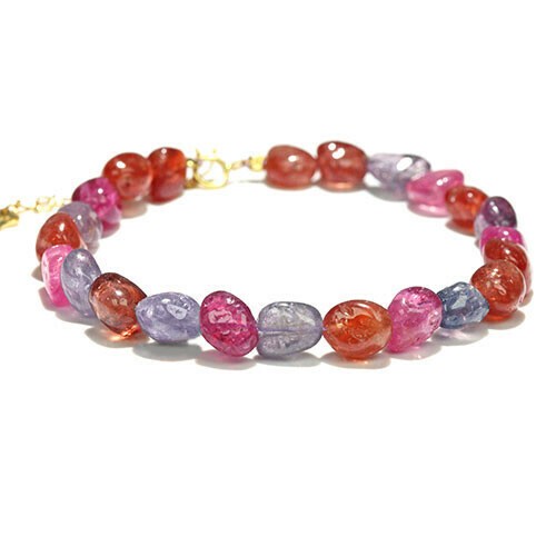 〔K1996〕高品質 マルチカラー スピネル Spinel タンブル ブレスレット【FOREST 天然石 パワーストーン】