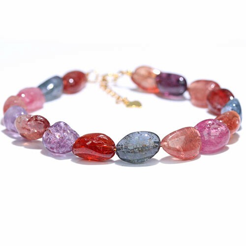 〔K1997〕高品質 マルチカラー スピネル Spinel タンブル ブレスレット【FOREST 天然石 パワーストーン】