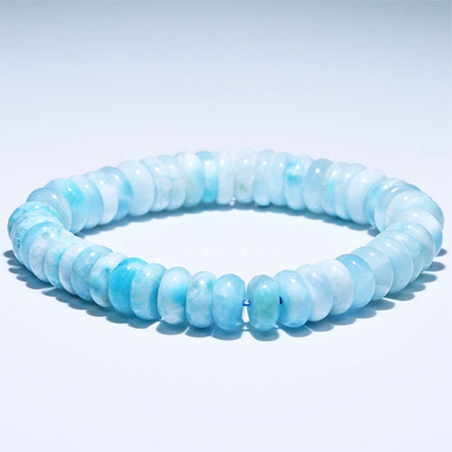 〔K2005-1〕約10mm ラリマー ペクトライト ブレスレット ボタン型 ドミニカ産 Larimar