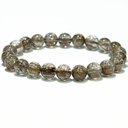 〔K2010-10〕高品質 約8mm シルバールチルクォーツ ブレスレット Silver Rutilated Quartz