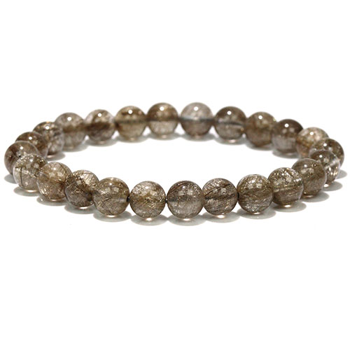 〔K2010-3〕約7mm シルバールチルクォーツ ブレスレット Silver Rutilated Quartz