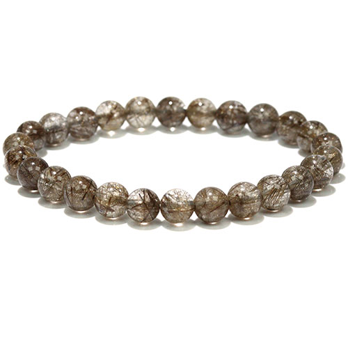 〔K2010-4〕約7mm シルバールチルクォーツ ブレスレット Silver Rutilated Quartz