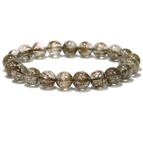 〔K2010-6〕高品質 約9mm シルバールチルクォーツ ブレスレット Silver Rutilated Quartz