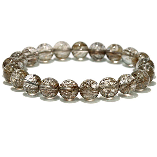 〔K2010-7〕高品質 約9mm シルバールチルクォーツ ブレスレット Silver Rutilated Quartz
