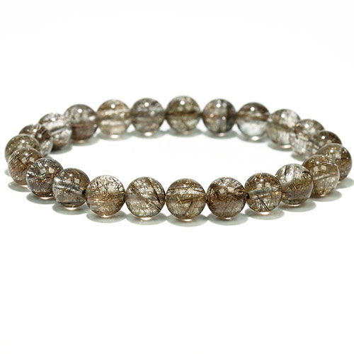 〔K2010-8〕高品質 約8mm シルバールチルクォーツ ブレスレット Silver Rutilated Quartz