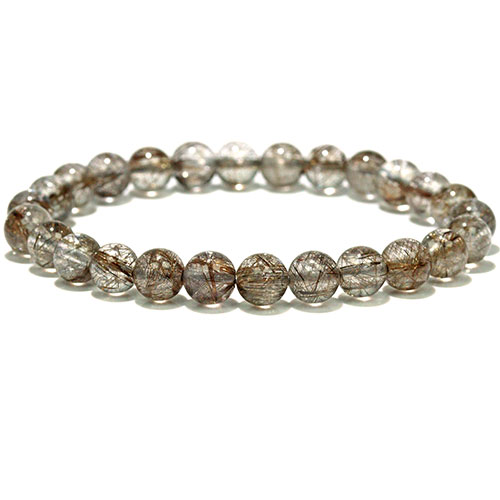 〔K2010-9〕高品質 約7mm シルバールチルクォーツ ブレスレット Silver Rutilated Quartz