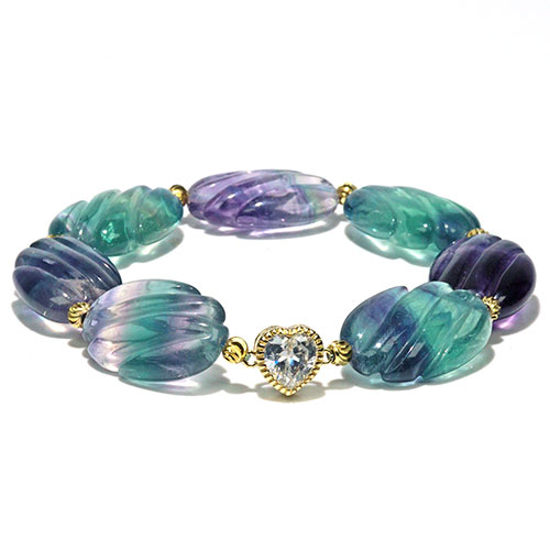 〔K2012〕フローライトデザインブレスレット  蛍石 Fluorite【ランダム発送】